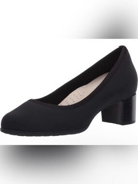 Aravon Women’s Career Dress Pump Navy Blue Lycra w/patent stripe on heels sz 7